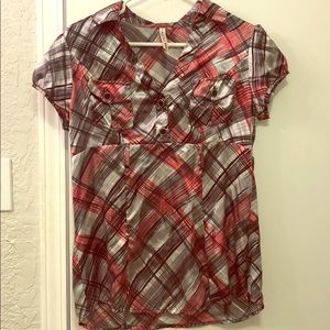 Red and black blouse